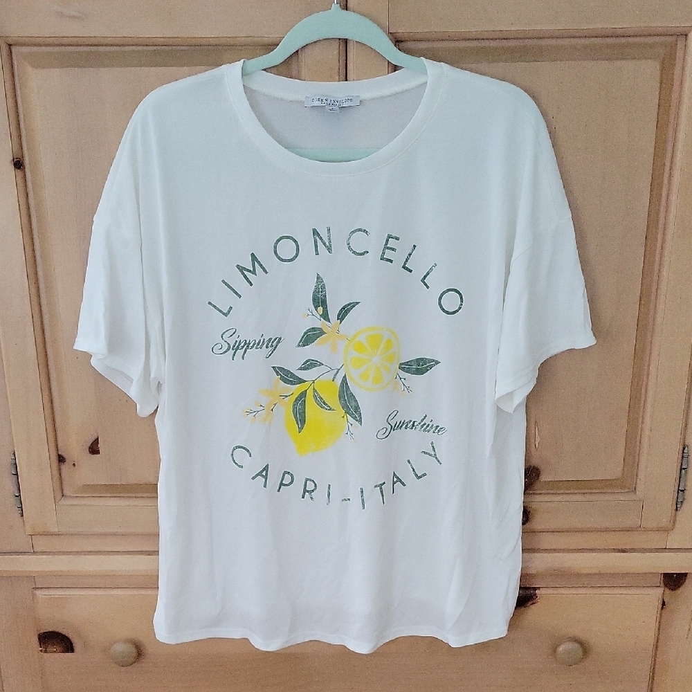 Green Envelope White Boxy Short Sleeve Tee